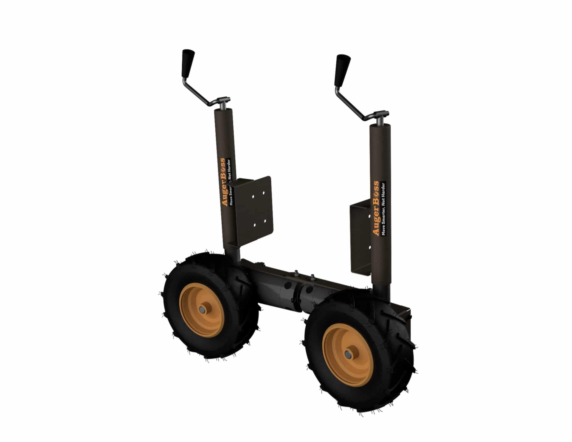 AugerBoss auger mover with two jack assemblies and pneumatic wheels